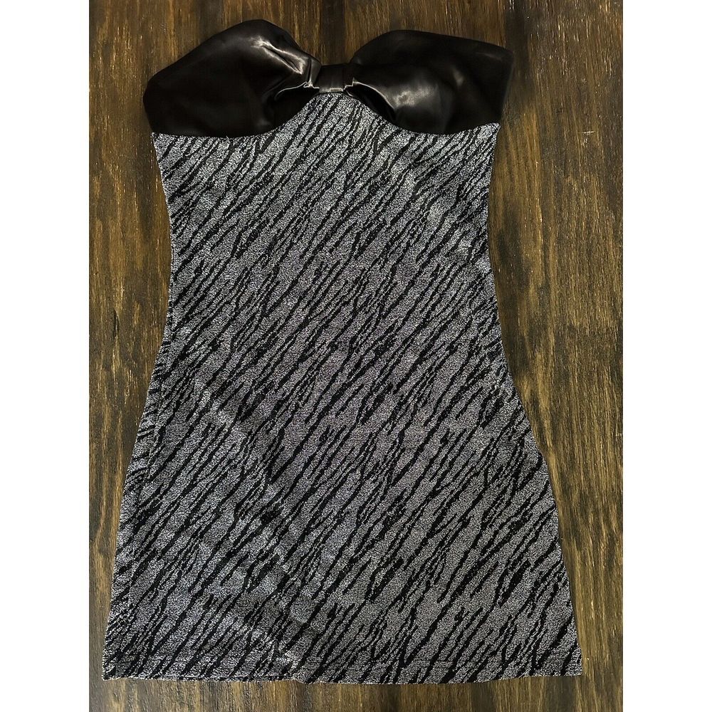 SHEINBAE Dress Womens Medium Metallic Gray Strapless Mini Bodycon Holidays NWT